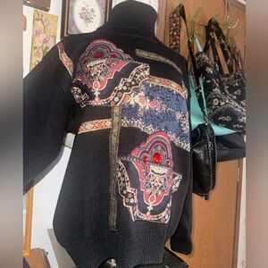 Vintage 80’s Black Embellished Patchwork Sweater